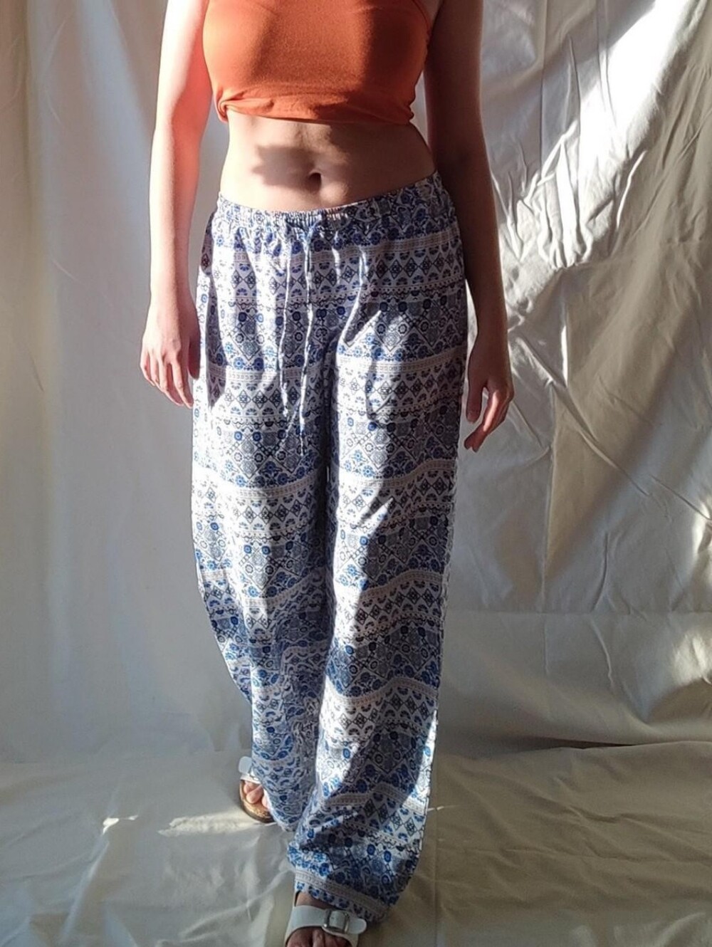 Terranova Blue Patterned Boho Wide Leg Summer Pants